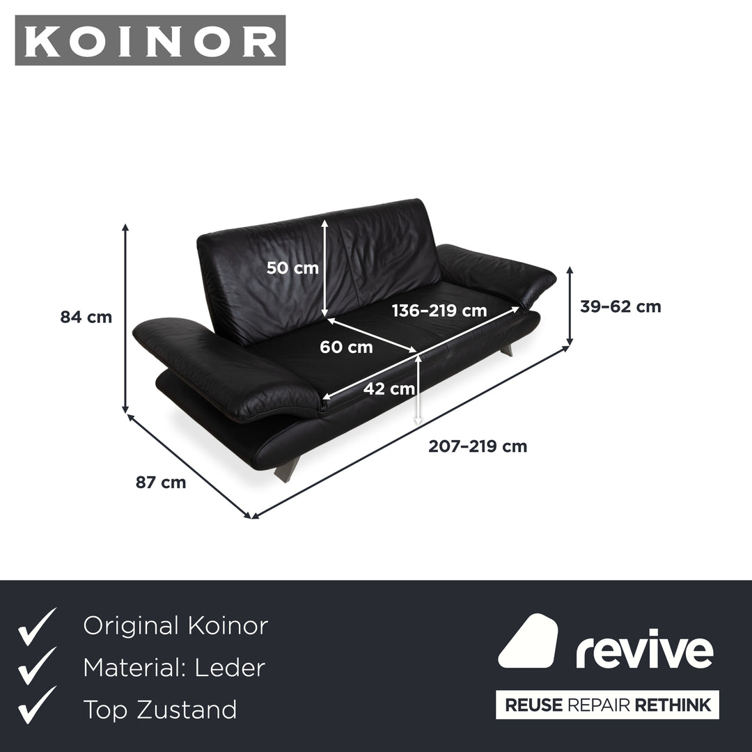Koinor Rossini Zweisitzer Leder Sofa Schwarz Couch manuelle Funktion