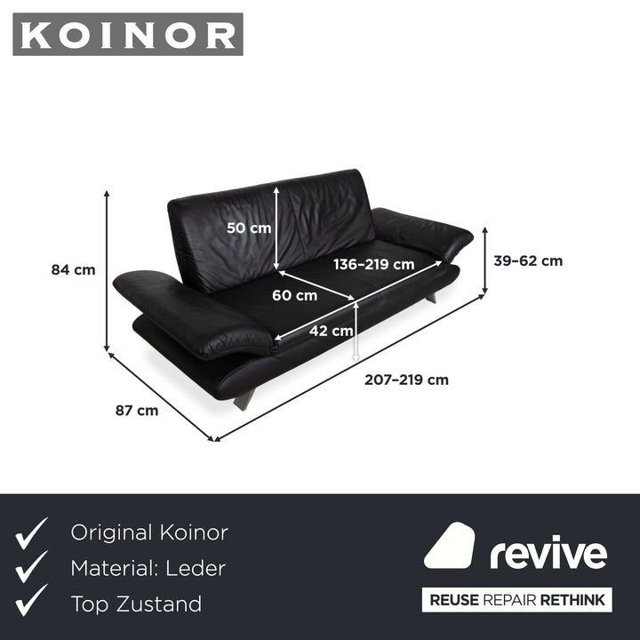 Koinor Rossini Zweisitzer Leder Sofa Schwarz Couch manuelle Funktion