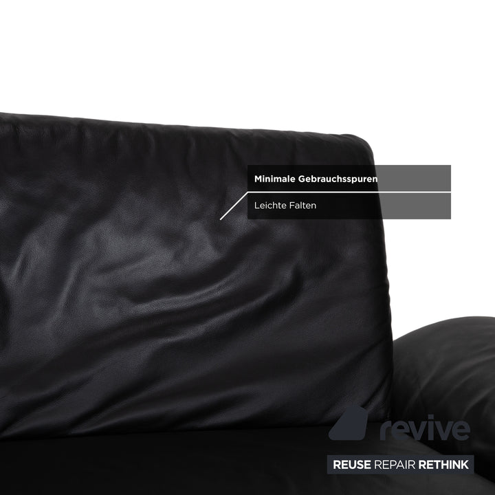 Koinor Rossini Canapé 2 places en cuir noir avec fonction manuelle