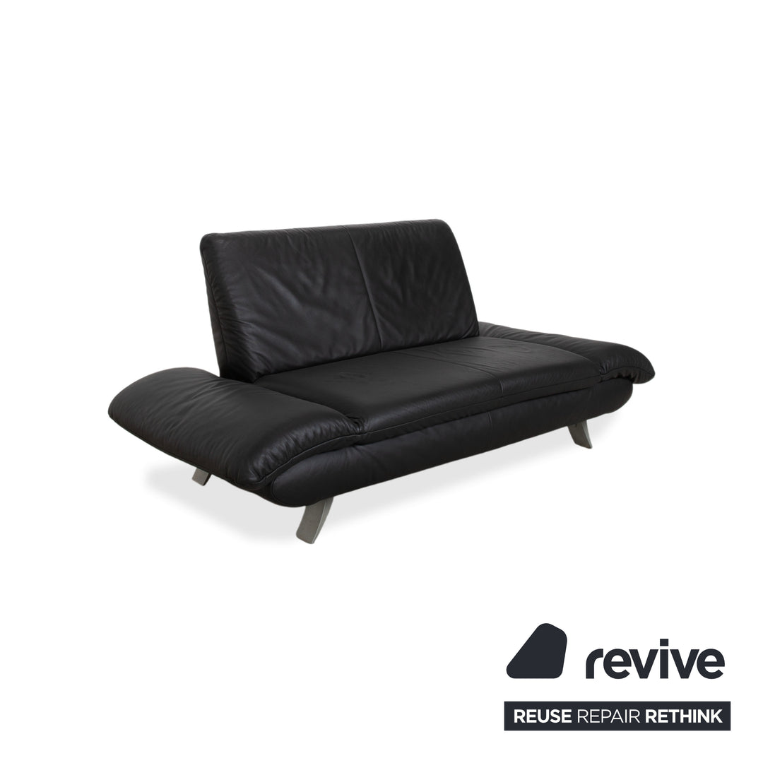Koinor Rossini Canapé 2 places en cuir noir, fonction manuelle