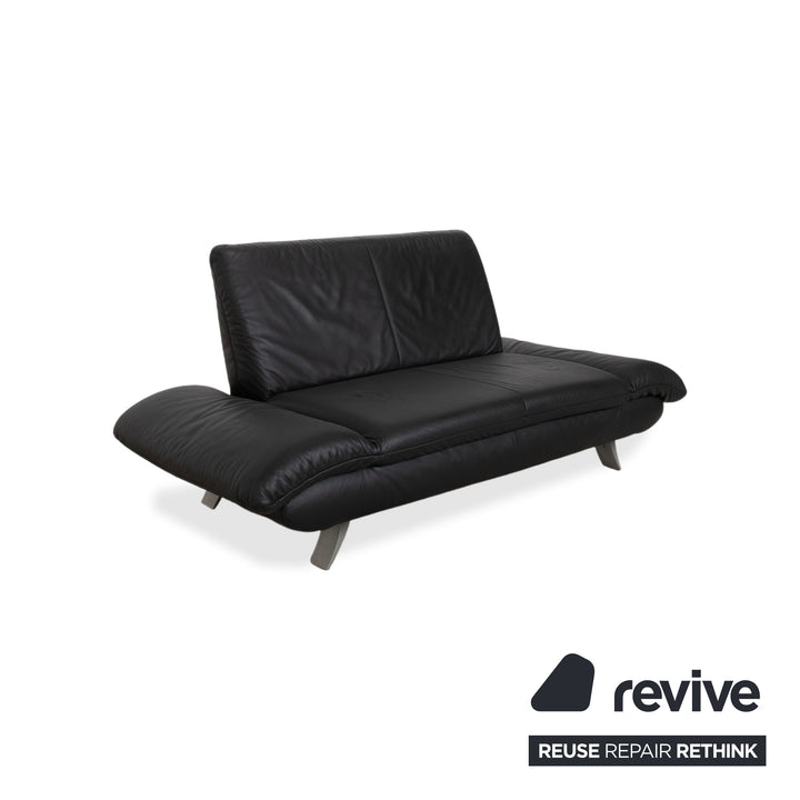 Koinor Rossini Canapé 2 places en cuir noir, fonction manuelle