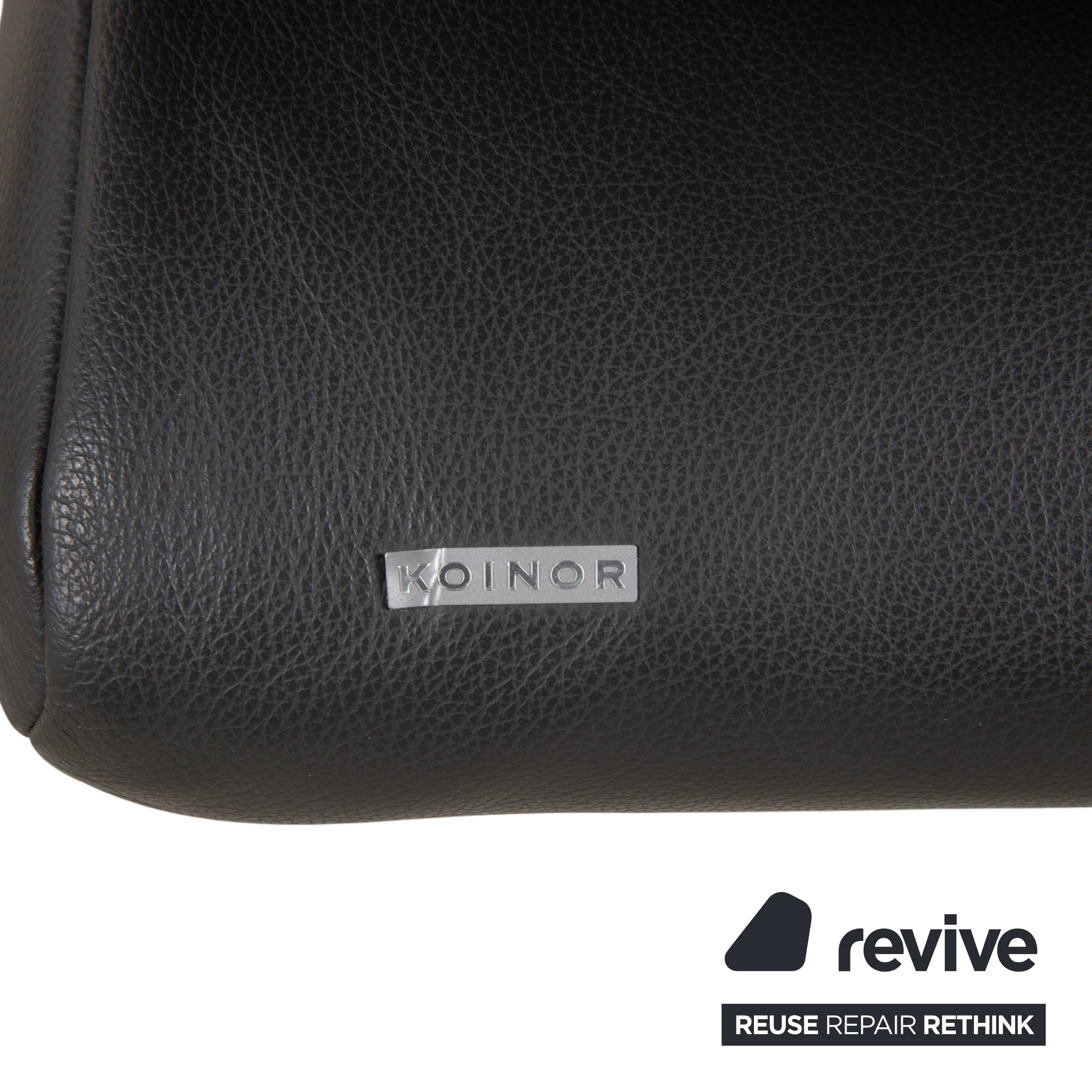 Koinor Rossini Two-Seater Black Leather Sofa Couch Manual Function