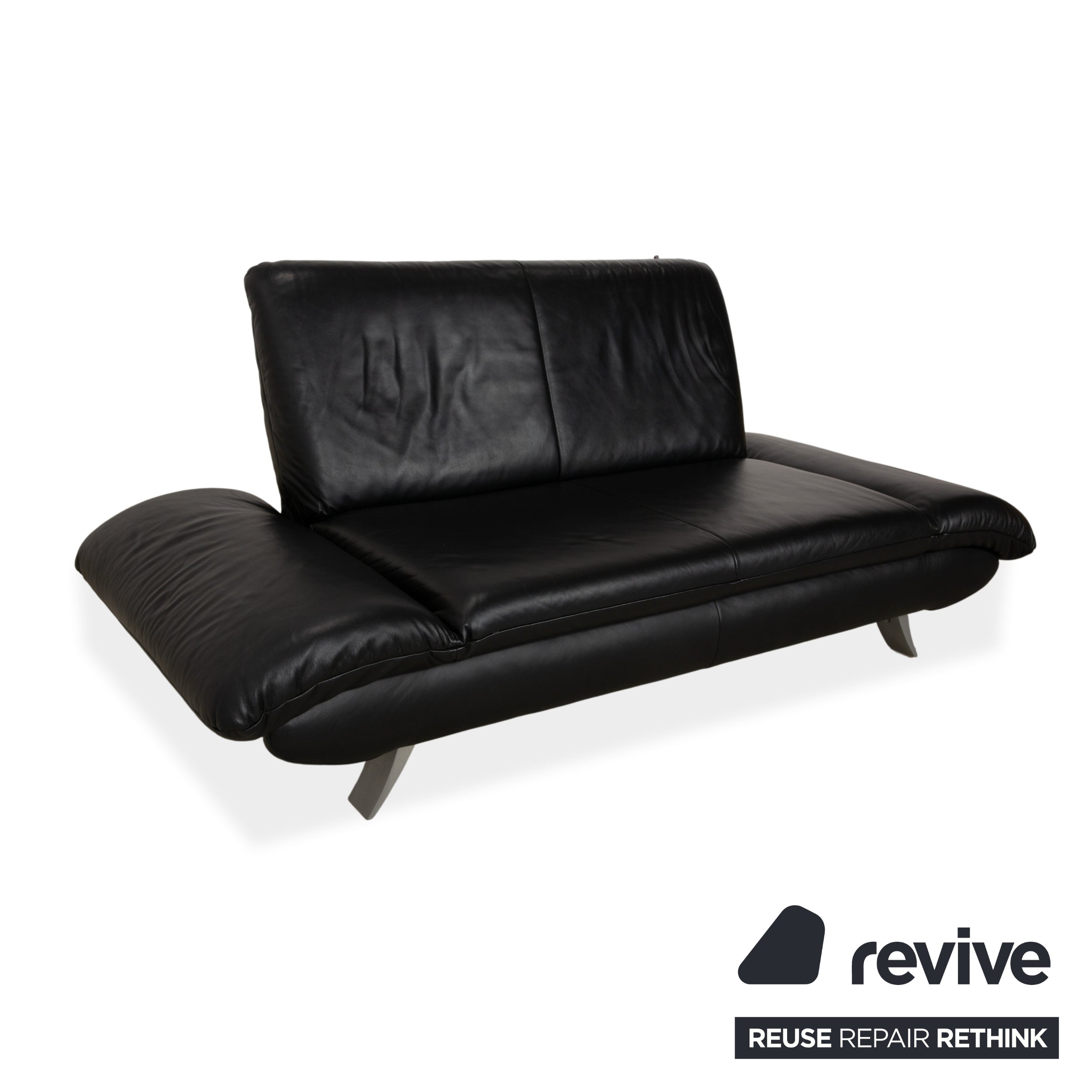 Koinor Rossini Zweisitzer Leder Sofa Schwarz manuelle Funktion Couch