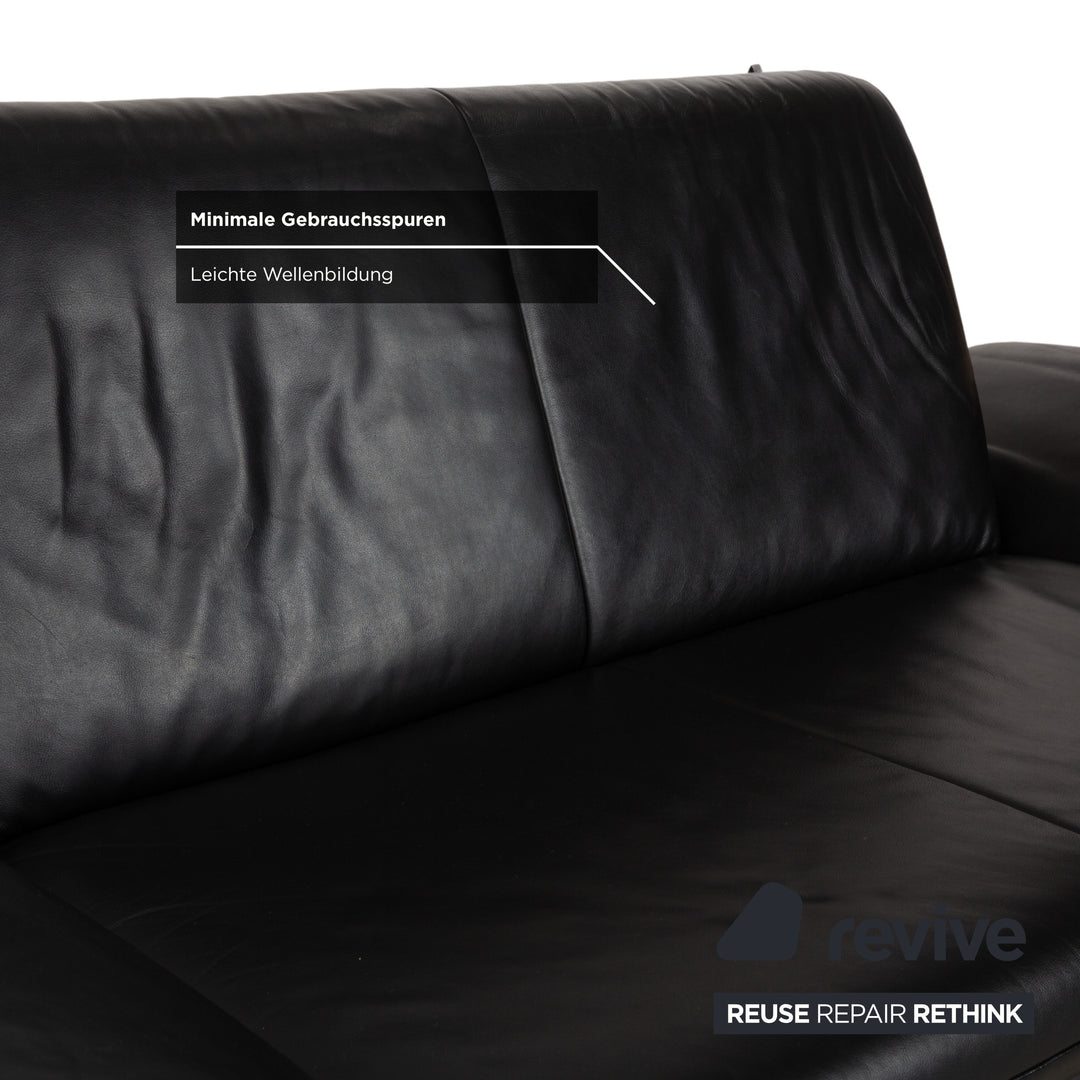 Koinor Rossini Zweisitzer Leder Sofa Schwarz manuelle Funktion Couch