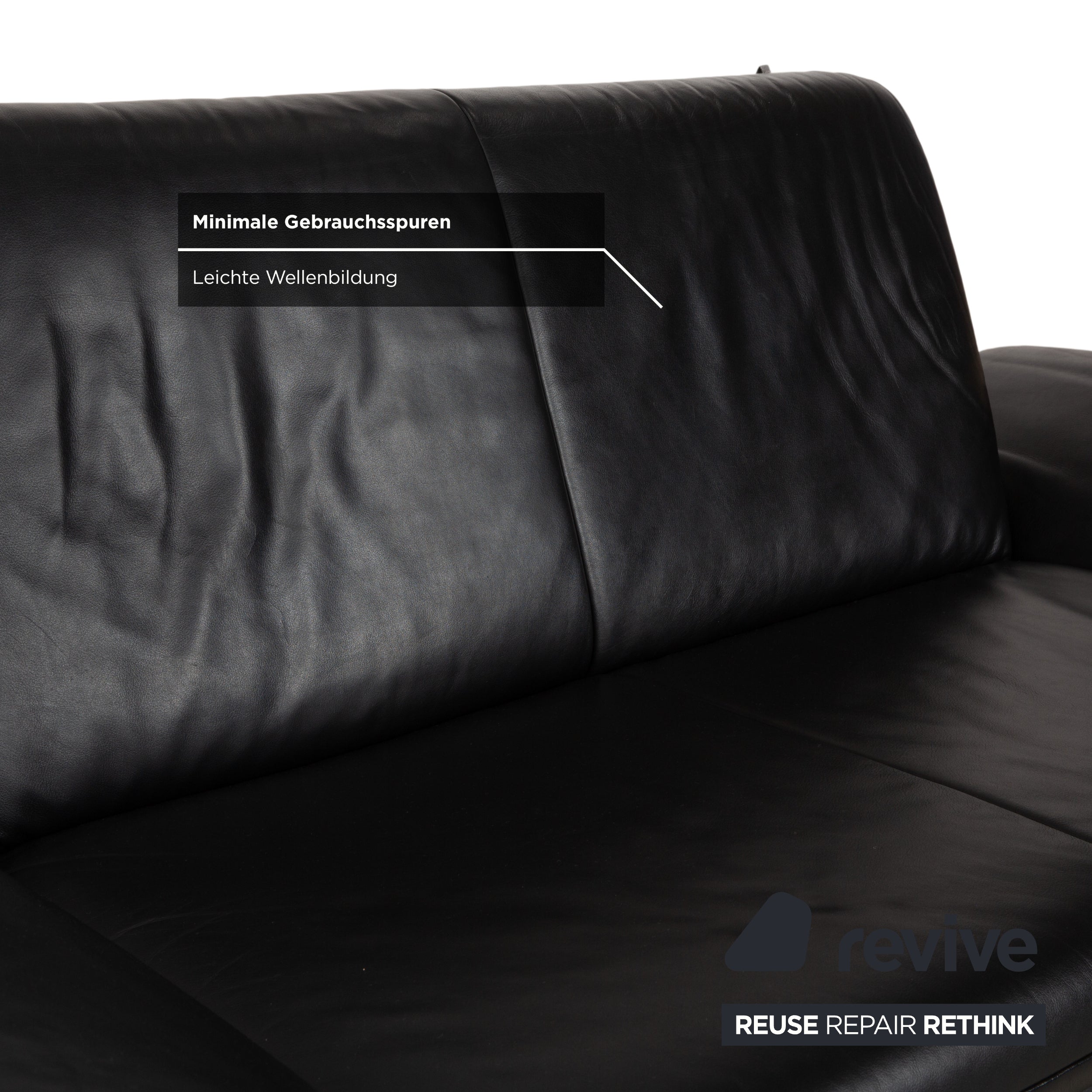Koinor Rossini Zweisitzer Leder Sofa Schwarz manuelle Funktion Couch