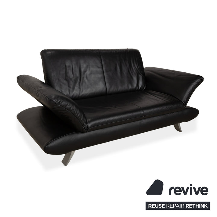 Koinor Rossini Zweisitzer Leder Sofa Schwarz manuelle Funktion Couch