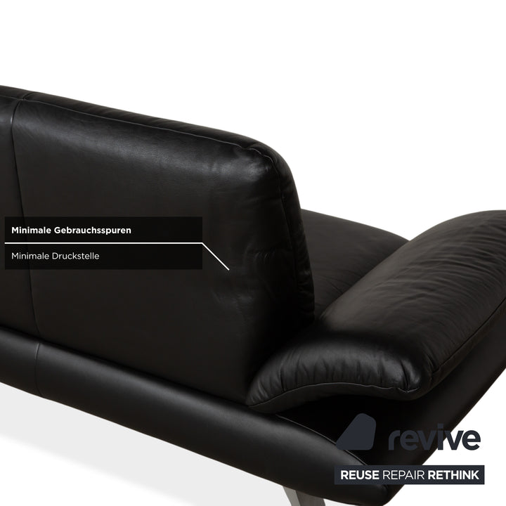 Koinor Rossini Zweisitzer Leder Sofa Schwarz manuelle Funktion Couch