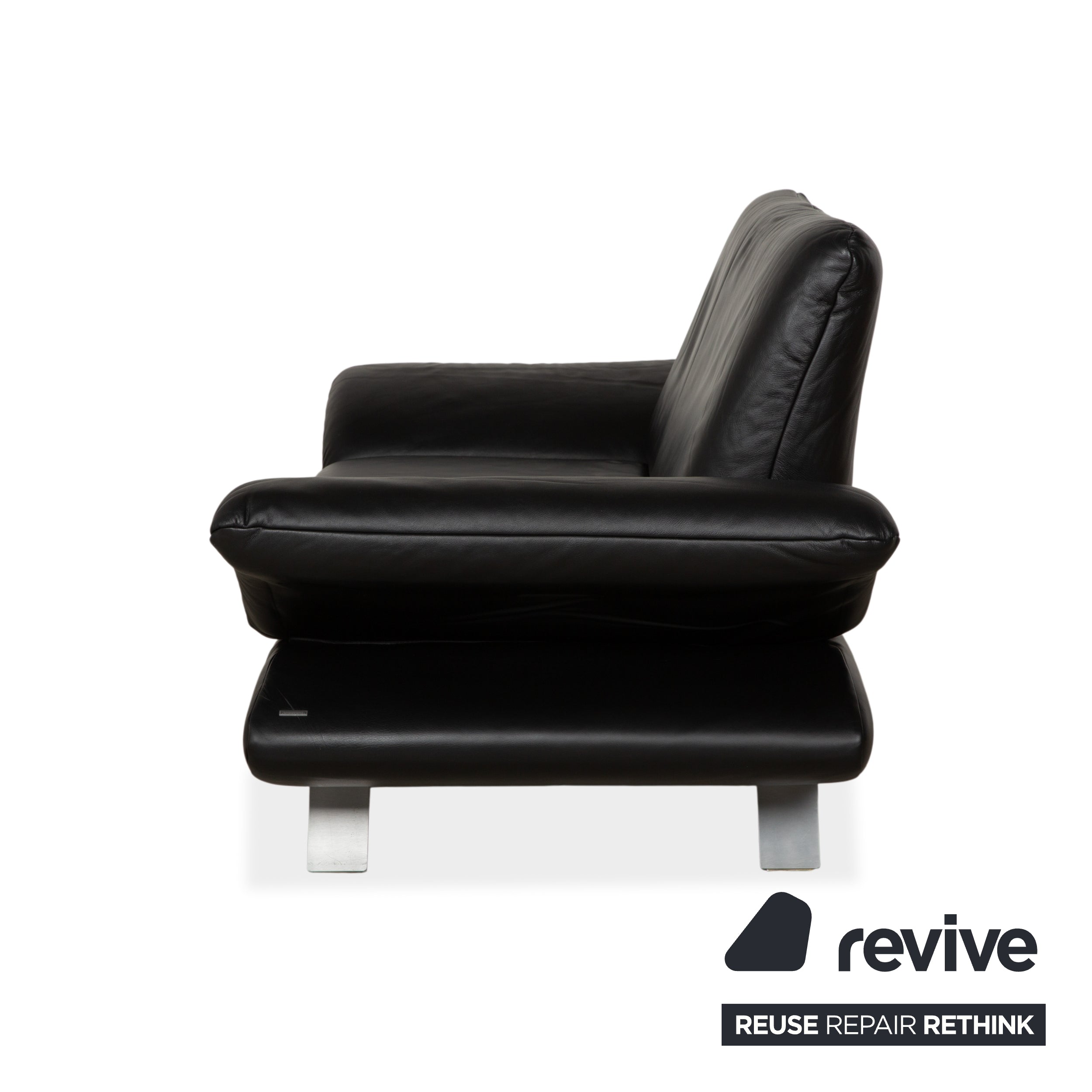 Koinor Rossini Zweisitzer Leder Sofa Schwarz manuelle Funktion Couch