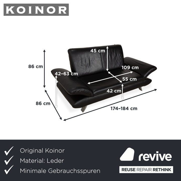 Koinor Rossini Zweisitzer Leder Sofa Schwarz manuelle Funktion Couch