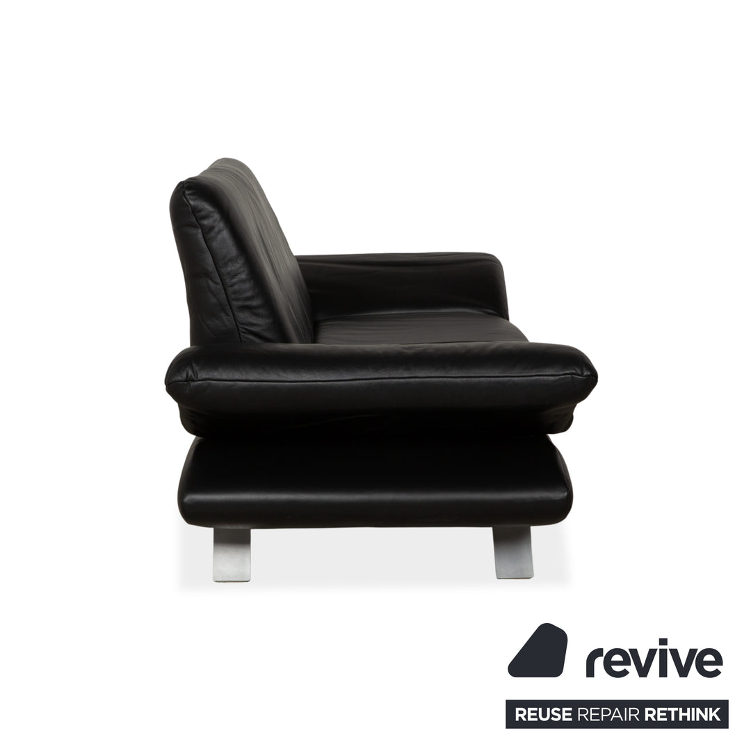 Koinor Rossini Zweisitzer Leder Sofa Schwarz manuelle Funktion Couch