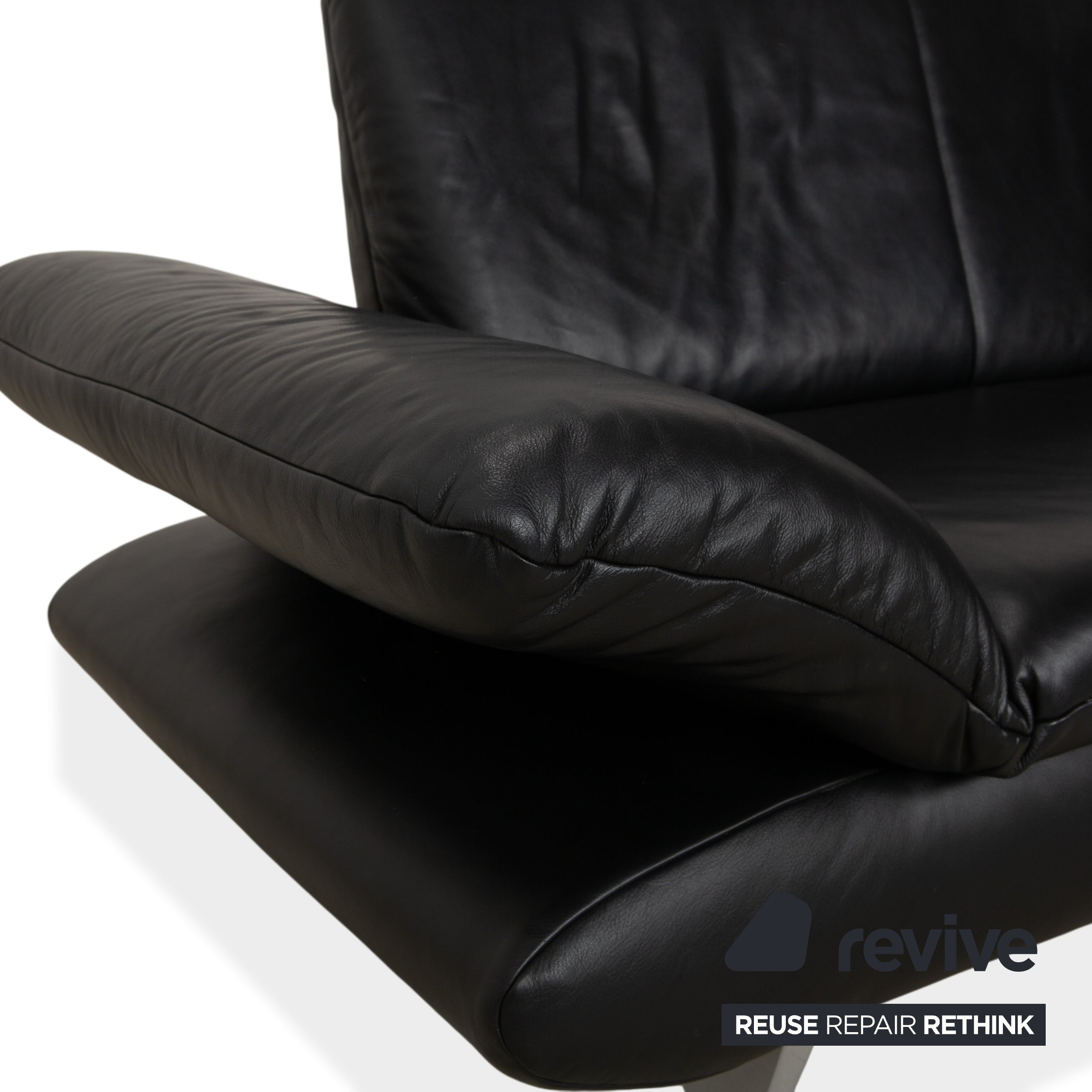 Koinor Rossini Zweisitzer Leder Sofa Schwarz manuelle Funktion Couch