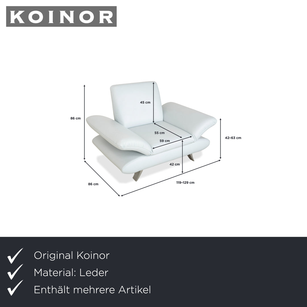 Koinor Rossini tweezitsbank fauteuil lichtblauw handmatige functie