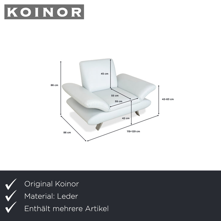 Koinor Rossini tweezitsbank fauteuil lichtblauw handmatige functie