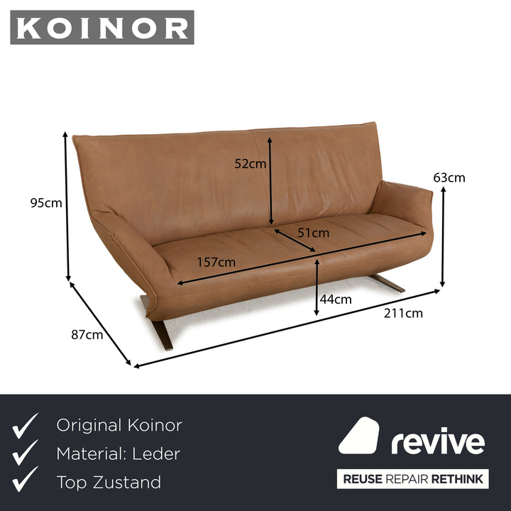 Canapé trois places Koinor Safira en cuir beige camel