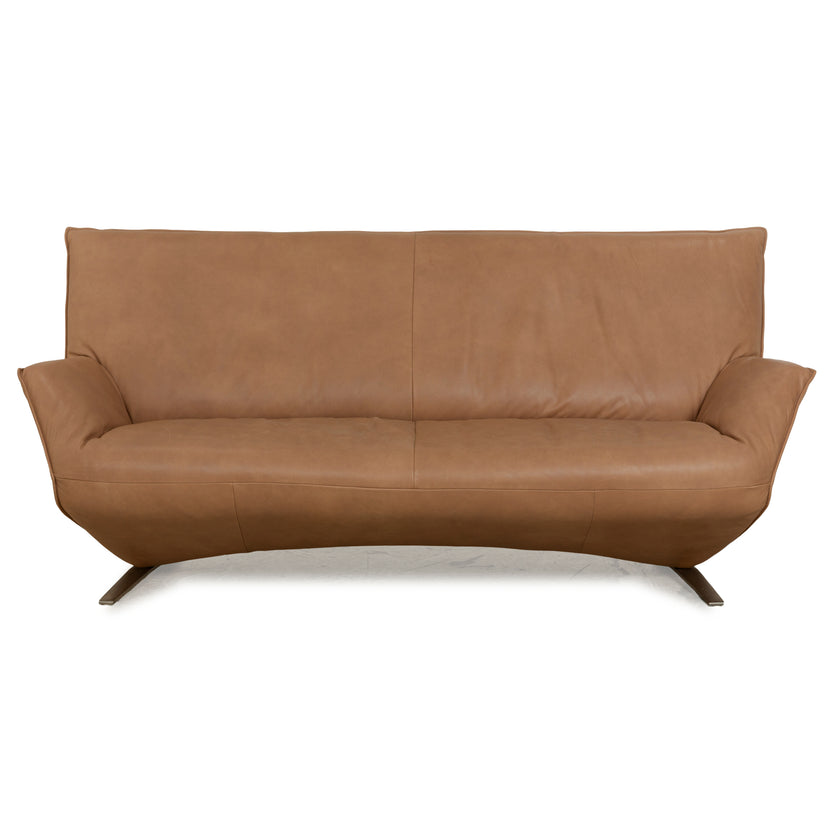 Koinor Safira Leather Three Seater Beige Camel Sofa Couch