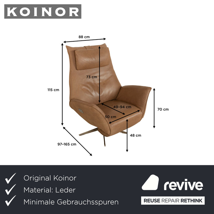 Koinor Safira Leather Armchair Beige Camel electr. Battery function