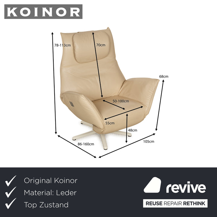 Koinor Safira Leder Sessel Beige elektrische Funktion Relaxfunktion