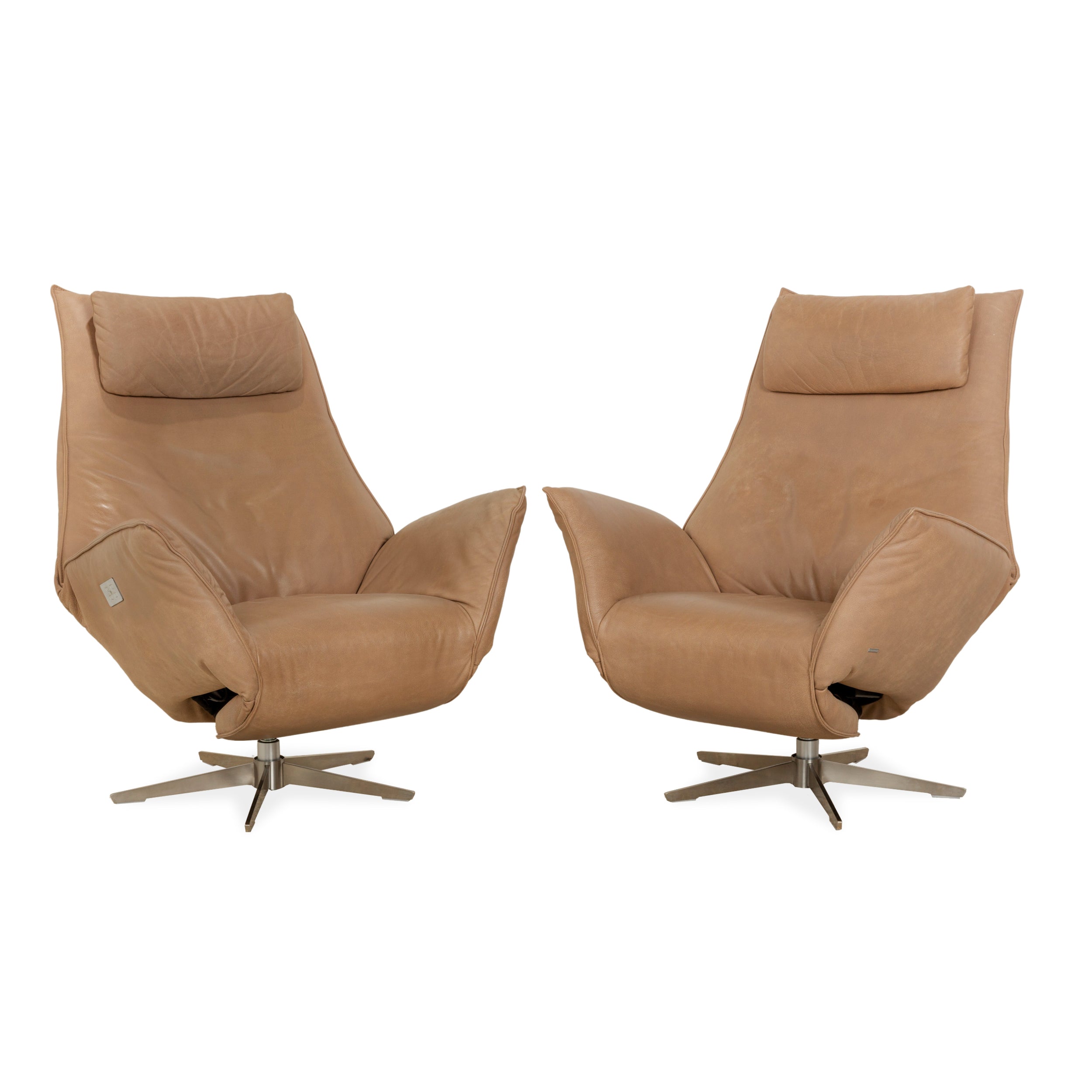 Koinor Safira leather armchair set beige camel electr. Battery function
