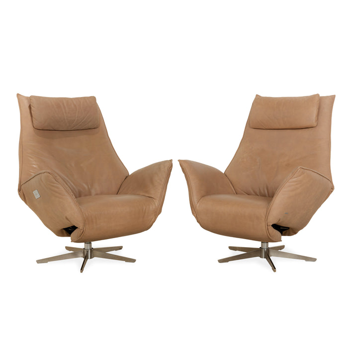 Koinor Safira Leder Sessel-Garnitur Beige Camel elektr. Funktion Akku