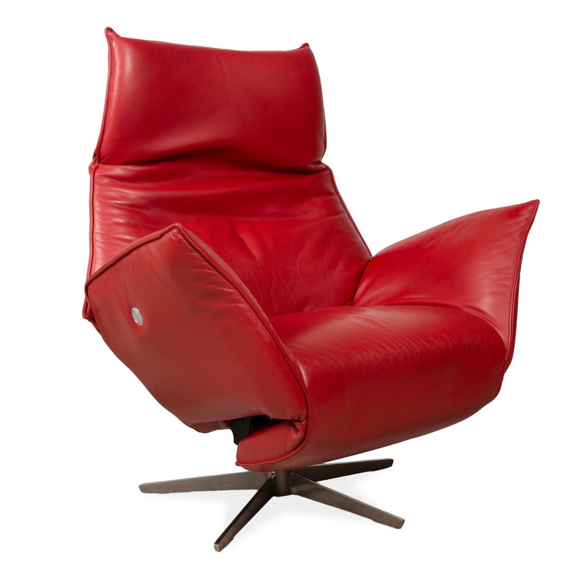 Koinor Safira Leder Sessel Rot inkl. Relaxfunktion und Fußteil manuelle Funktion