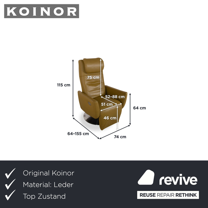 Fauteuil en cuir vert Koinor Seneca avec fonction électrique