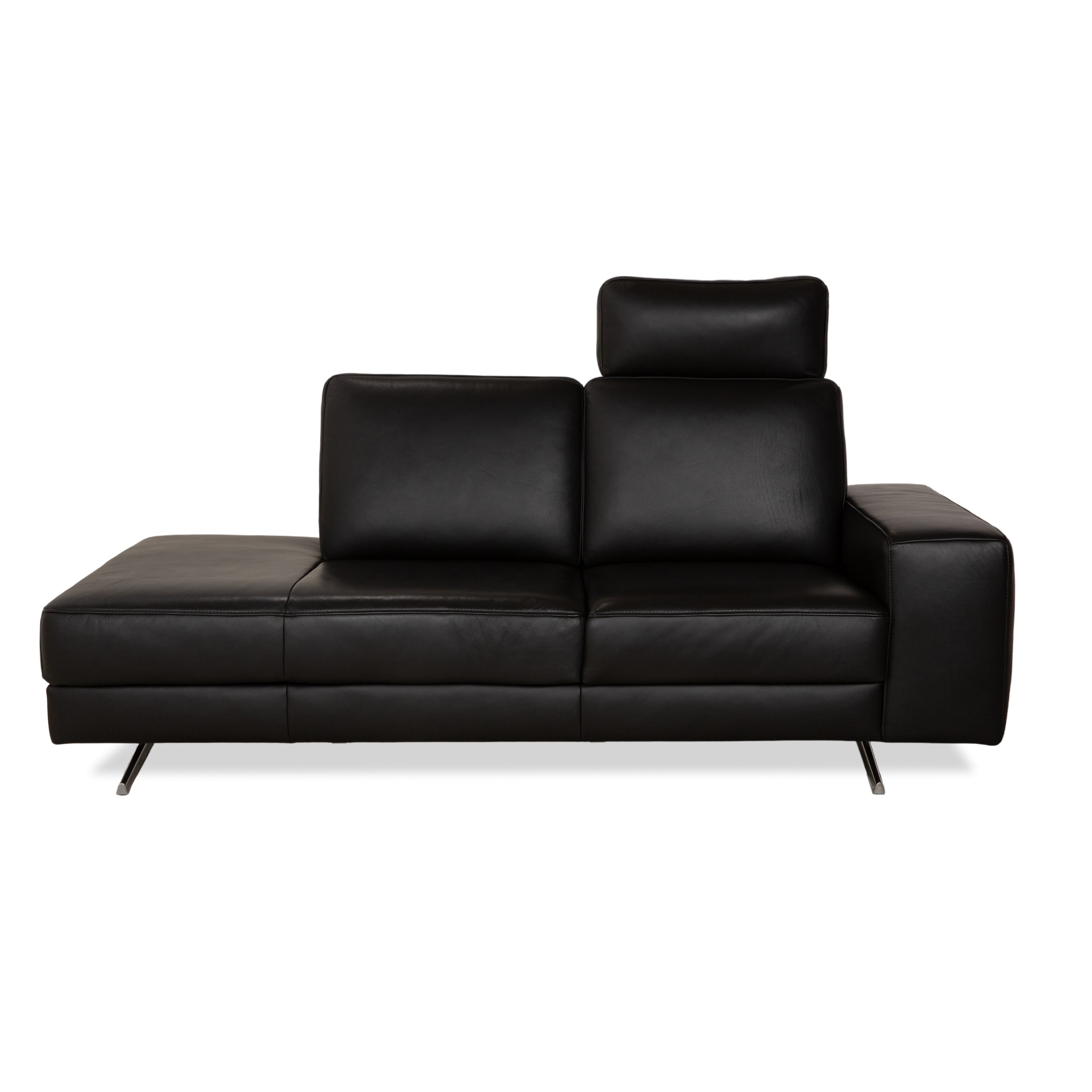 Canapé deux places en cuir noir Koinor Upgrade avec appui-tête