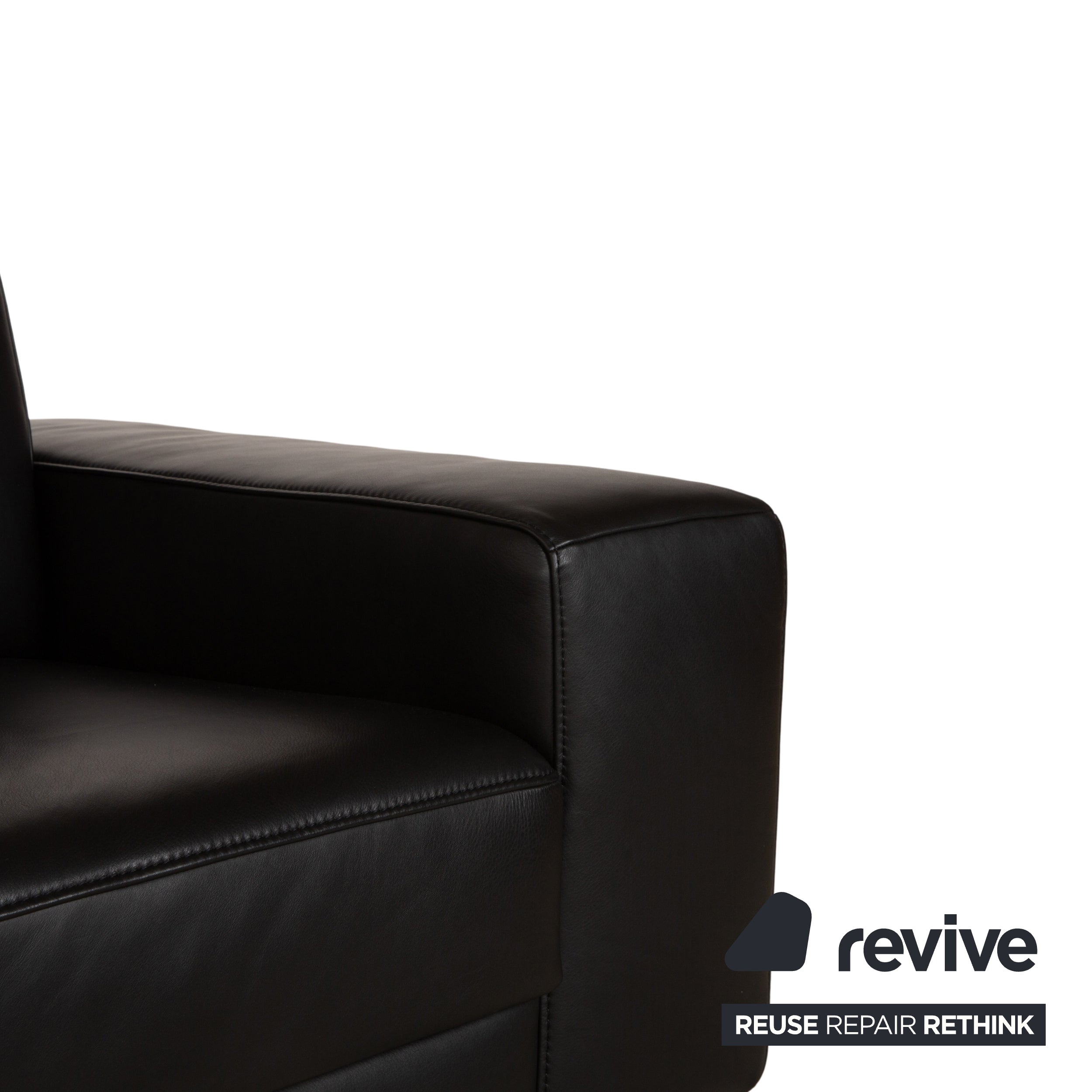 Canapé deux places en cuir noir Koinor Upgrade avec appui-tête