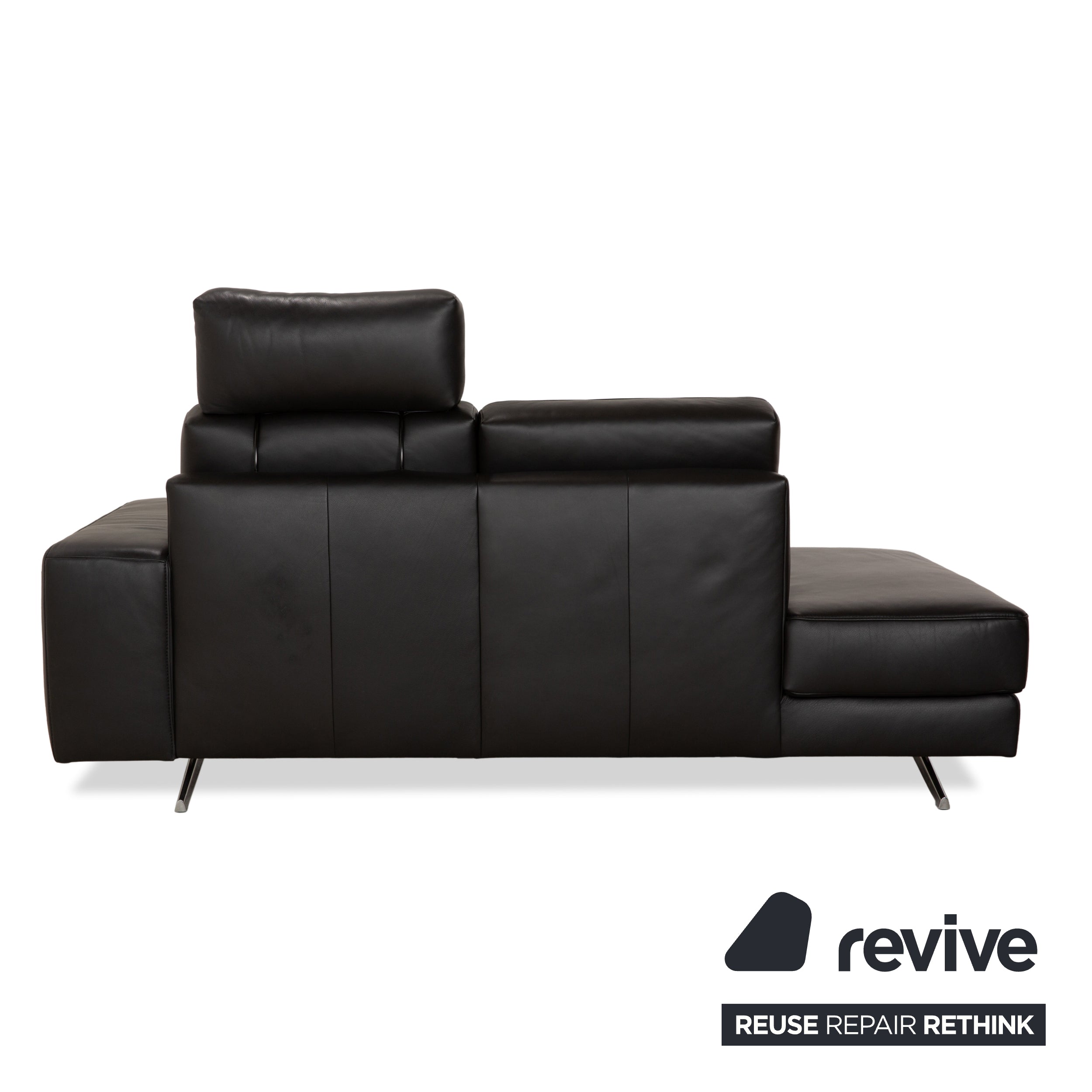 Canapé deux places en cuir noir Koinor Upgrade avec appui-tête