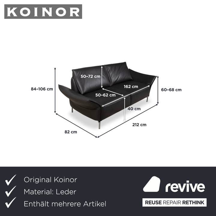 Koinor Vanda Garnitur 2x Zweisitzer Leder Sofa Anthrazit Couch manuelle Funktion