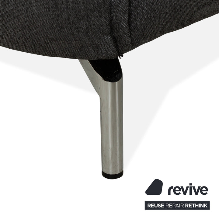 Canapé d'angle en tissu Koinor Vanda gris avec fonction manuelle, méridienne droite