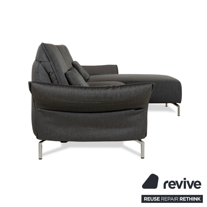 Canapé d'angle en tissu Koinor Vanda gris avec fonction manuelle, méridienne droite