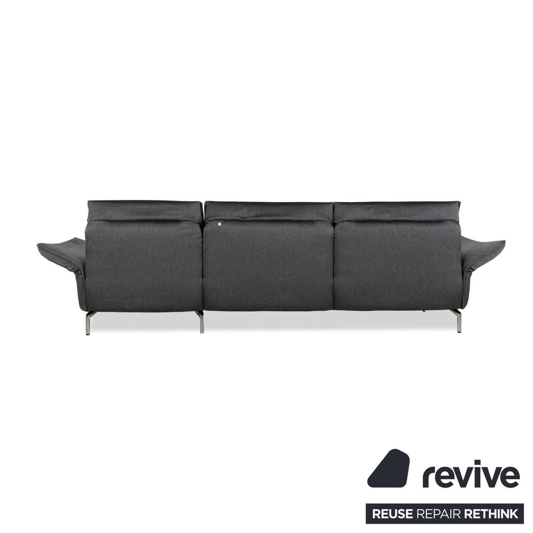 Canapé d'angle en tissu Koinor Vanda gris avec fonction manuelle, méridienne droite