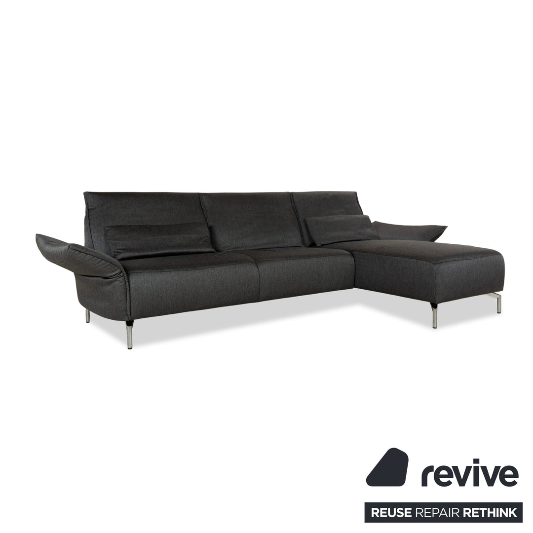 Koinor Vanda fabric corner sofa grey manual function chaise longue right sofa couch