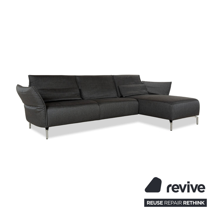 Koinor Vanda fabric corner sofa grey manual function chaise longue right sofa couch