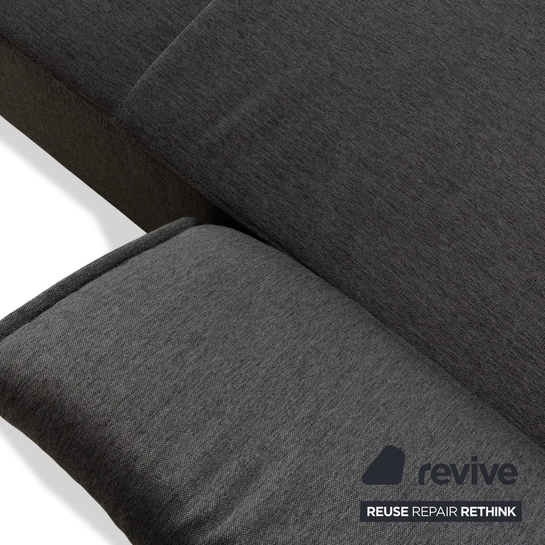 Canapé d'angle en tissu Koinor Vanda gris avec fonction manuelle, méridienne droite