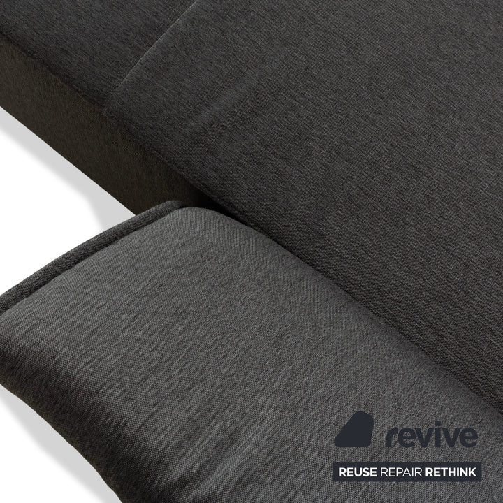 Canapé d'angle en tissu Koinor Vanda gris avec fonction manuelle, méridienne droite
