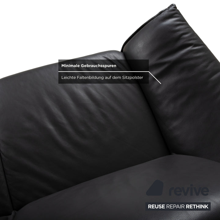Koinor Vanda Zweisitzer Leder Sofa Anthrazit Couch manuelle Funktion