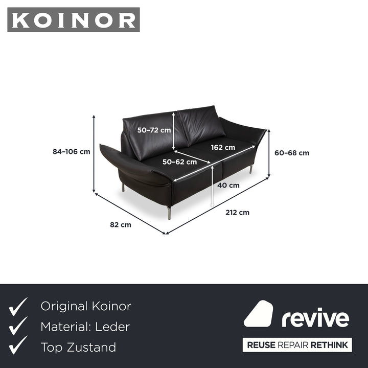 Koinor Vanda Zweisitzer Leder Sofa Anthrazit Couch manuelle Funktion