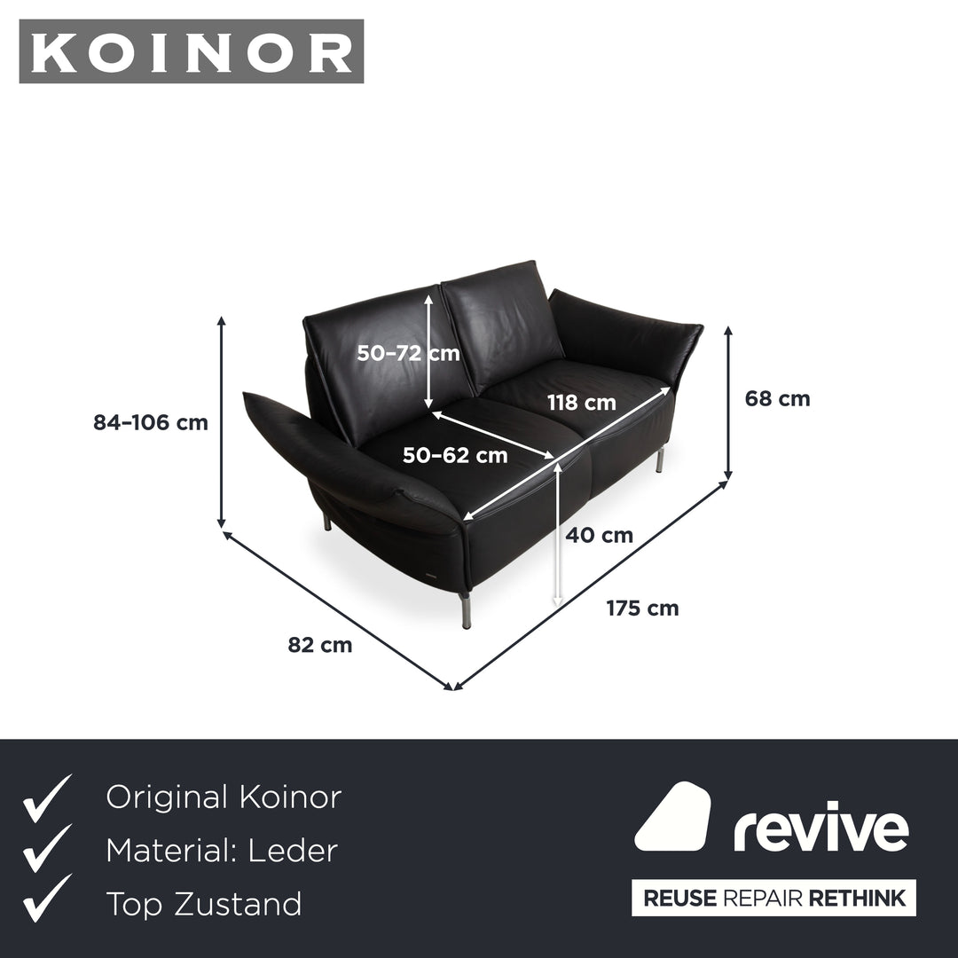 Koinor Vanda Zweisitzer Leder Sofa Anthrazit Couch manuelle Funktion