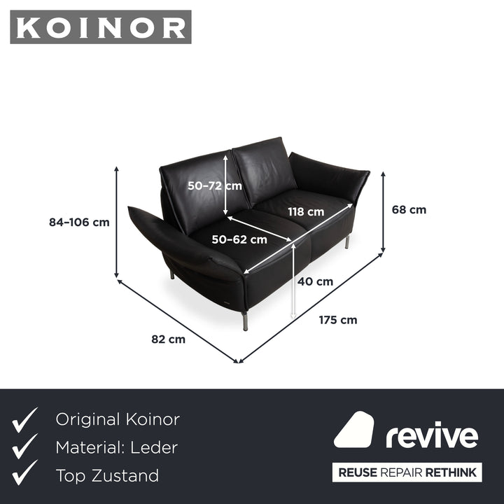 Koinor Vanda Zweisitzer Leder Sofa Anthrazit Couch manuelle Funktion