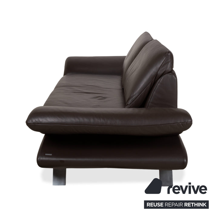 Koinor Velluti Leder Dreisitzer Braun Mokka manuelle Funktion Sofa Couch