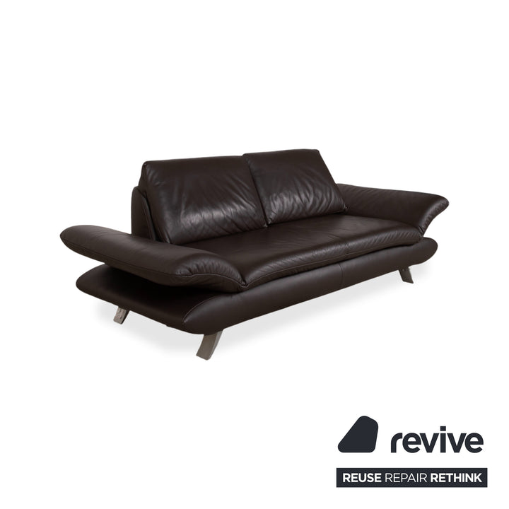 Koinor Velluti Leder Dreisitzer Braun manuelle Funktion Sofa Couch