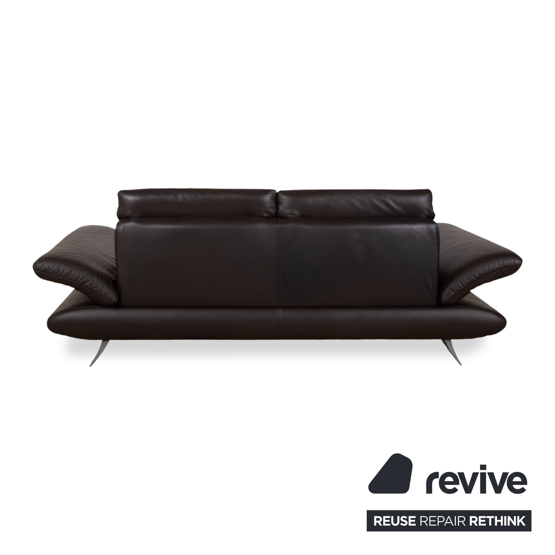 Koinor Velluti Leder Dreisitzer Braun Mokka manuelle Funktion Sofa Couch