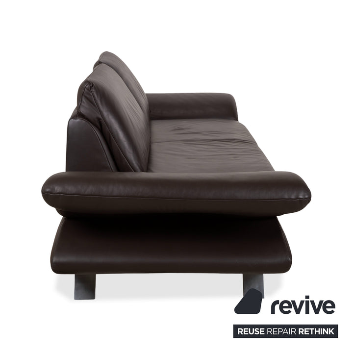 Koinor Velluti Leder Dreisitzer Braun manuelle Funktion Sofa Couch