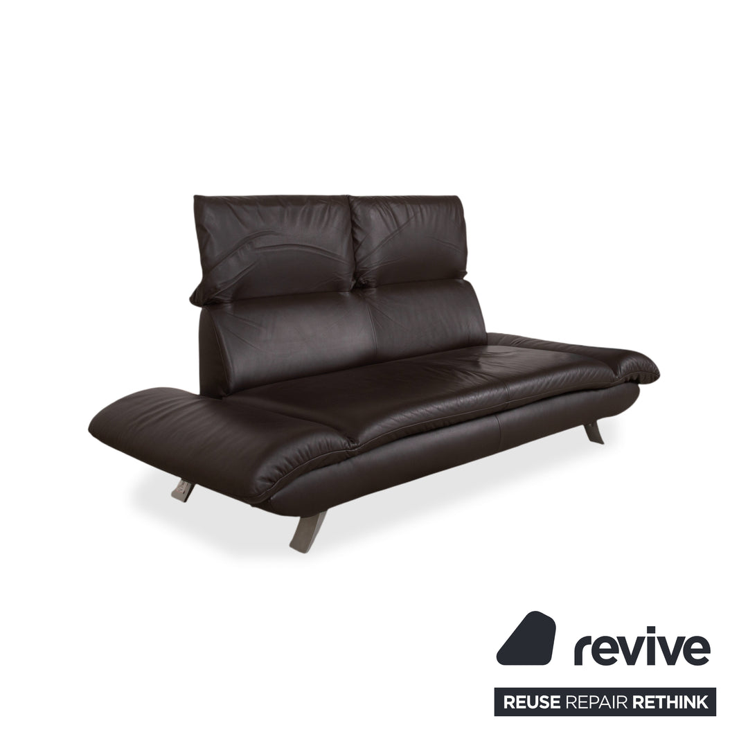 Koinor Velluti Leder Dreisitzer Braun manuelle Funktion Sofa Couch