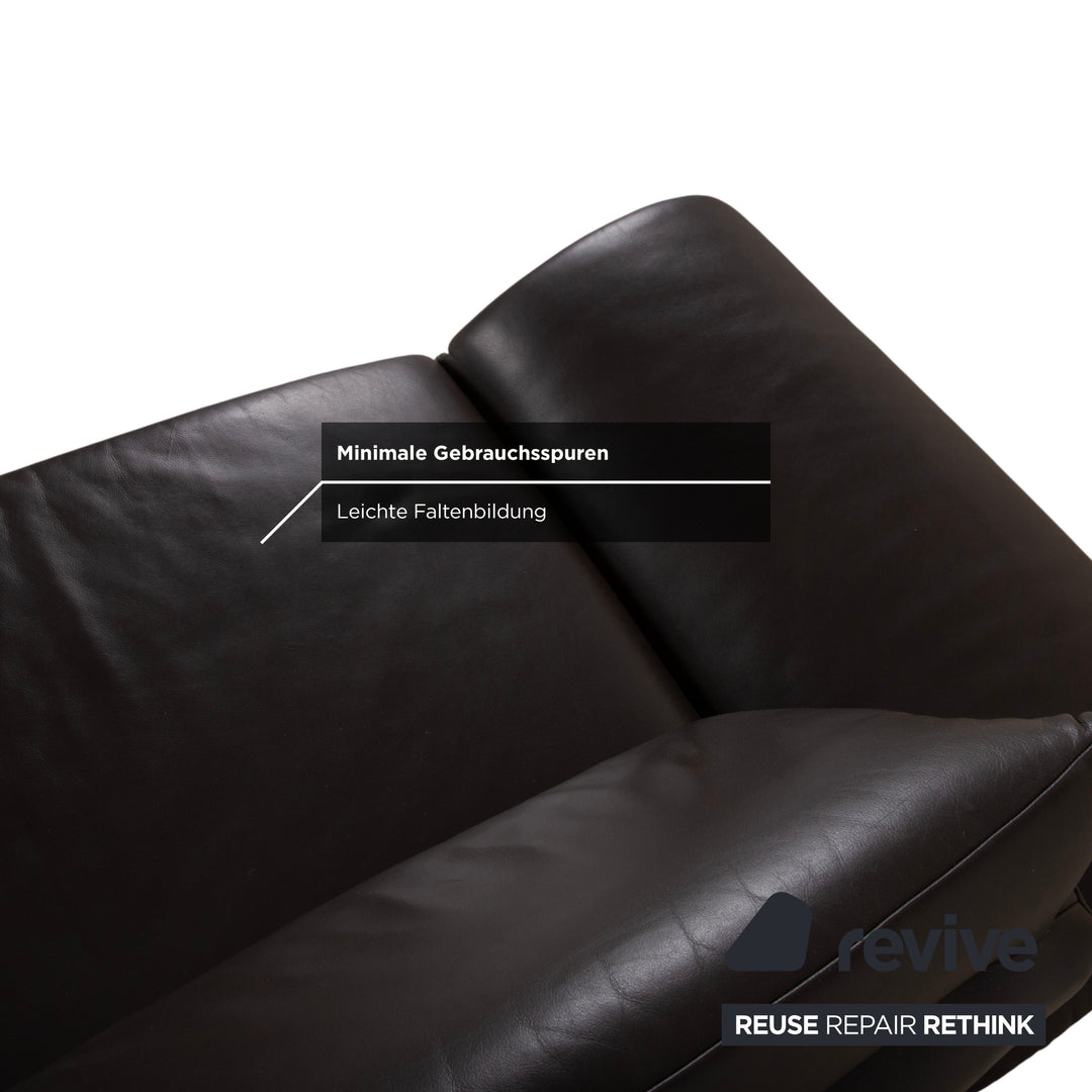 Koinor Velluti Leder Dreisitzer Braun manuelle Funktion Sofa Couch