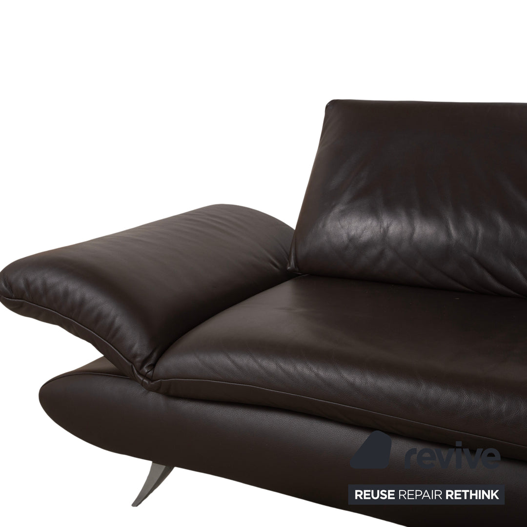 Koinor Velluti Leder Dreisitzer Braun manuelle Funktion Sofa Couch