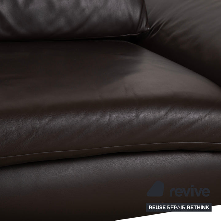 Koinor Velluti Leder Dreisitzer Braun manuelle Funktion Sofa Couch