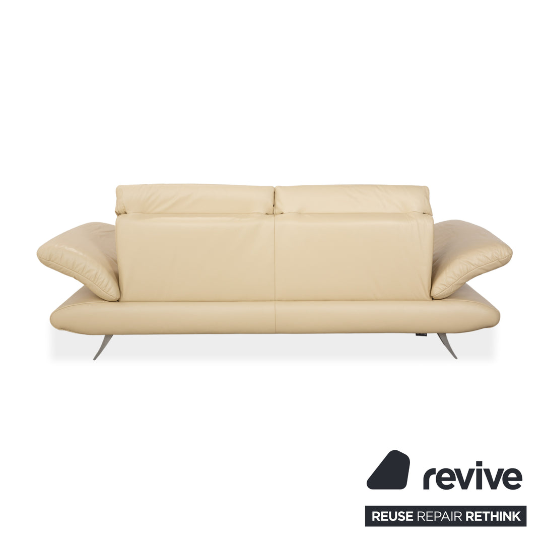 Koinor Velluti Leather Three-Seater Cream Manual Function Sofa Couch
