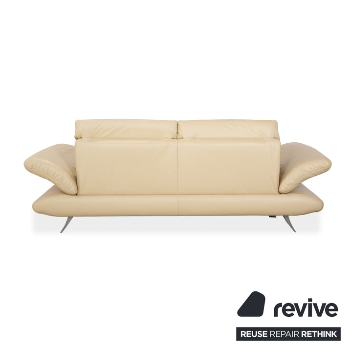 Koinor Velluti Leather Three-Seater Cream Manual Function Sofa Couch